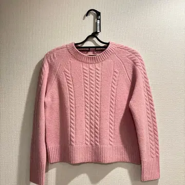 UNTITLED 핑크 케이블 니트 긴팔