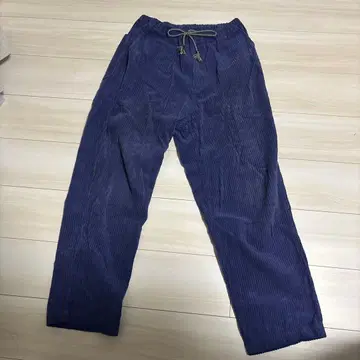 네이비 코듀로이 와이드 팬츠 젬블