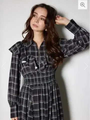 미사용 새상품 리엔다 블랙 체크 원피스