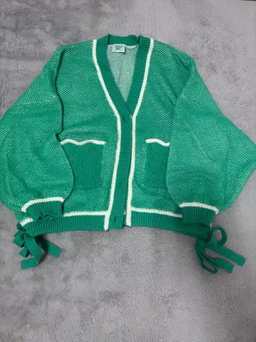 JUSGO 그린 컬러 니트 가디건