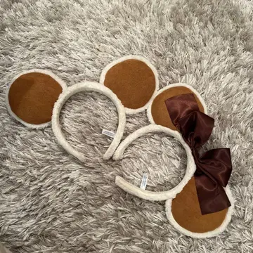 디즈니 귀 달린 머리띠 브라운