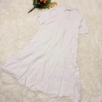 ZARA 롱 원피스 린넨 혼방 티어드 디자인 내추럴 릴랙스