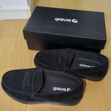 새상품급 gravis 블랙 스웨이드 로퍼 23cm