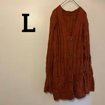 가디건 [ L ] 100% 폴리에스테르 버튼 캐주얼 구제 의류