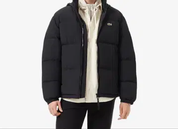 Lacoste 블랙 다운 자켓 후드 부착