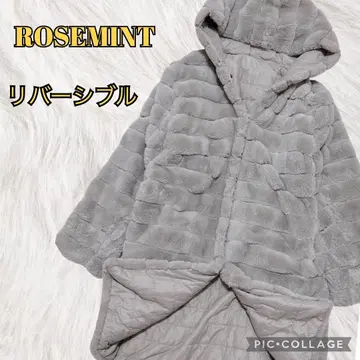 새상품급 ROSEMINT 리버서블 퍼 롱 코트 자켓 그레이