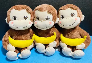 호기심 많은 조지 빨간 볼 L 봉제 인형 바나나 3개 세트