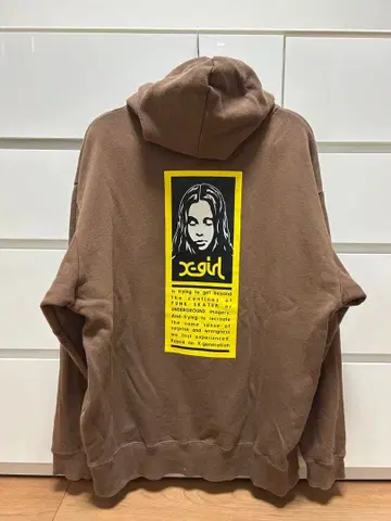 x-girl 브라운 후디 백 프린트