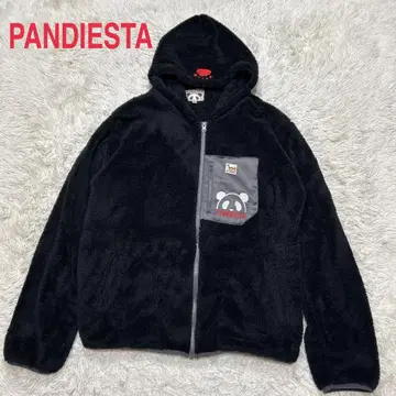 PANDIESTA 팬디에스타 자수 로고 빅 로고 플리스 자켓 XL 블랙