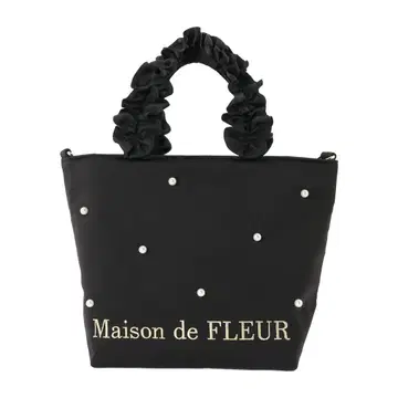 Maison de FLEUR 펄 새틴 2WAY 토트백 (블랙)