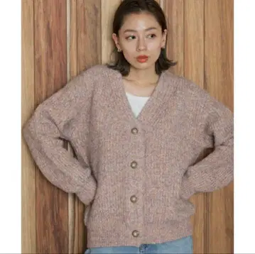 어반 리서치 서니 라벨 멜란지 V넥 니트 가디건 핑크