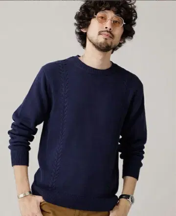 [ 정가 9,860엔 ] COFIL 프론트 케이블 크루넥 니트