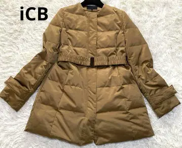 iCB 아이씨비 다운 코트 노카라 벨트 포함 브라운 계열 42