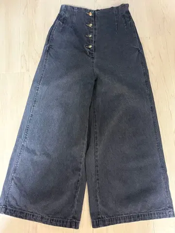 cohina 하이웨스트 프론트 버튼 와이드 팬츠