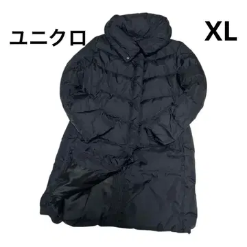 유니클로 롱 다운 코트 숄카라 여배우 옷깃 볼륨 컬러 블랙 XL