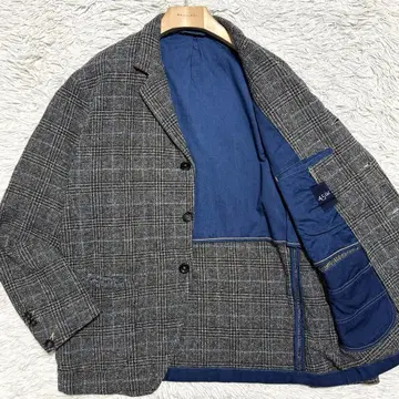 극미품 45R 코튼 트위드 ASAMA 자켓 글렌체크 3L 상당