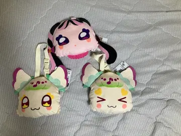 너와 아이돌 프리큐어 스트랩 포함 얼굴 모양 봉제 인형 파우치