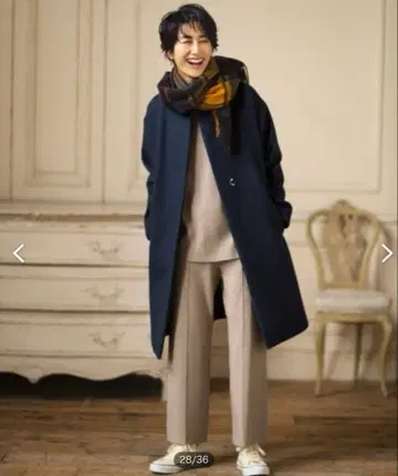 고급 캐시미어 블렌드 온워드 카시야마 노카라 울 코트 롱 블랙