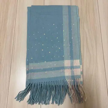 FURLA 체크 무늬 머플러 블루