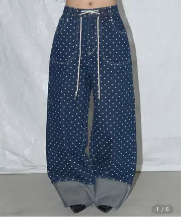 팬시 클럽 도트 데님 팬츠