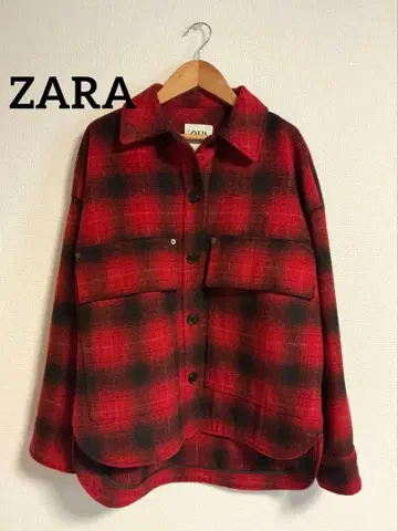 [ ZARA ] 체크 무늬 아우터 레드/블랙
