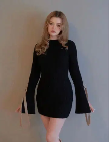 ANDMARY Nora ribbon mini dress black