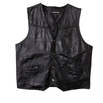 미국 빈티지 의류 genuine leather 가죽 베스트 패치워크