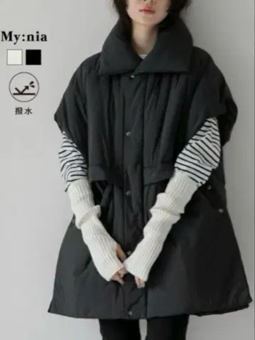 My:nia 빅 칼라 충전솜 판초풍 베스트