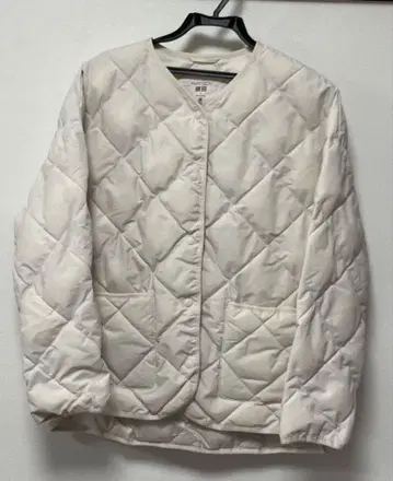 유니클로 웜 퍼프테크 블루종 아이보리 S