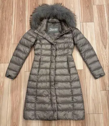 Herno 후드 부착 롱 다운 자켓 그레이 38 사이즈