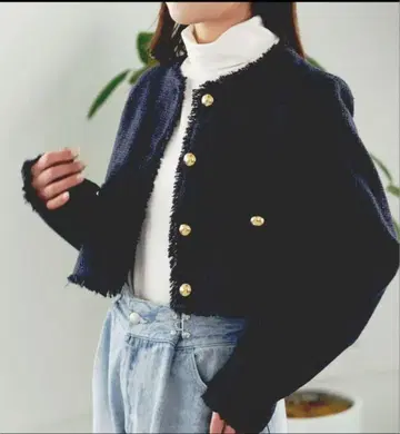 chico 트위드 금장 버튼 자켓