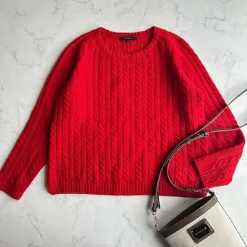 맥피 투모로우랜드 울 캐시미어 케이블 짜임 크루넥 니트