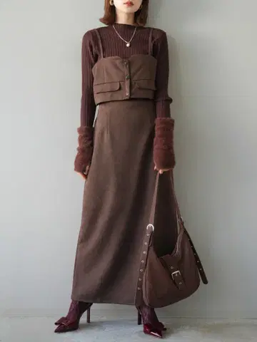 브라운 스커트 셋업