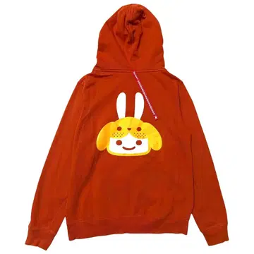 CUNE 와와 토끼 로고 프린트 맨투맨 후드티 오렌지 S