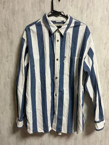 silverTab 블루 화이트 스트라이프 M 사이즈 버튼 업 셔츠