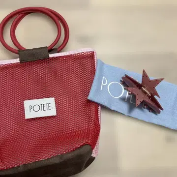 POTETE 코후레 별 모양 헤어 클립 복조리 쇼핑백 포함