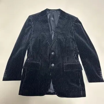 블랙 스트라이프 벨벳 테일러드 자켓
