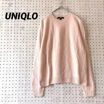 유니클로 캐시미어 니트 크루넥 무지 (S) 미색 핑크 100% 캐시미어