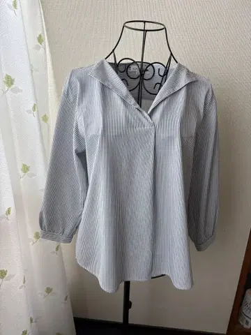 쿠미쿄쿠 스트라이프 7부 소매 캐주얼 셔츠 9호 사이즈
