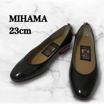 미하마 MIHAMA 커터 슈즈 플랫 펌프스 블랙 에나멜 23cm