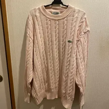 Lacoste 케이블 짜임 핑크 긴팔 니트