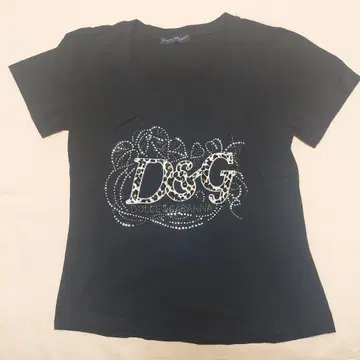 D&G 스톤 장식 네이비 반팔 티셔츠