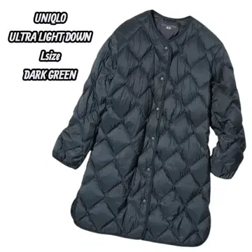 유니클로 울트라 라이트 다운 릴랙스 코트 다크 그린 L