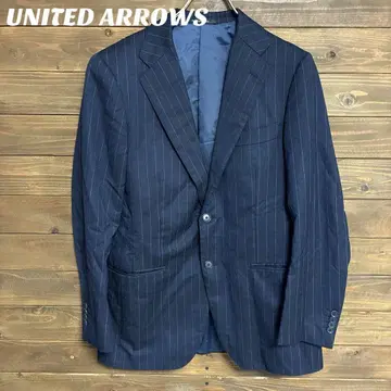[ 유나이티드 애로우즈 ] 네이비 스트라이프 테일러드 자켓 L
