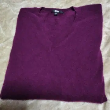 UNIQLO 캐시미어 V넥 스웨터 XL 퍼플