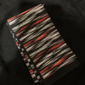 키류 직조 반폭 오비 블랙 레드 화이트 스트라이프