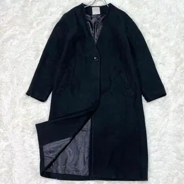 FREE'S MART 프리즈마트 노카라 코트 블랙 울 혼방 롱