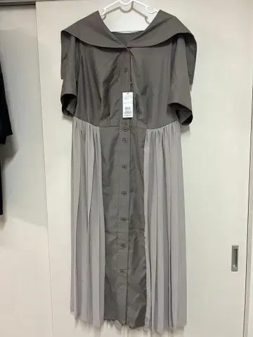 라파파 시착만 한 상품 세일러 카라 반팔 플리츠 원피스 3L