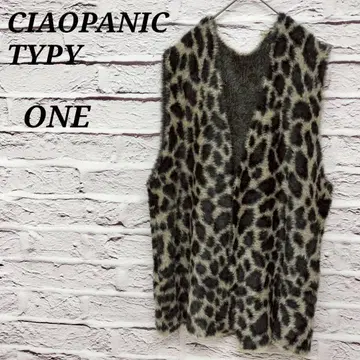 차오패닉 티피 [ ONE ] 인조 모피 베스트 레오파드 무늬