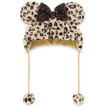 레오파드 무늬 팬캡 미니 브라운